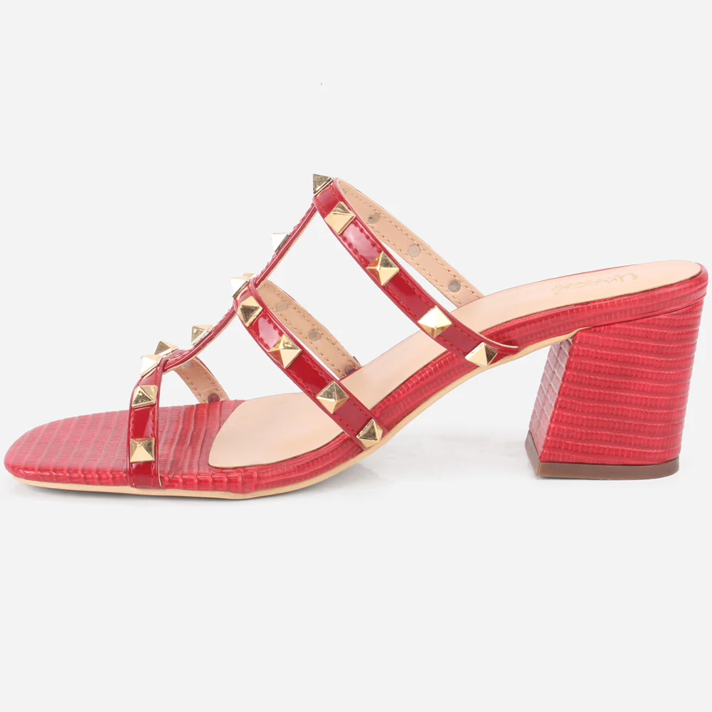 Women's "LISACONE" Stud Adorned Block Heeled Sandals - Image 3