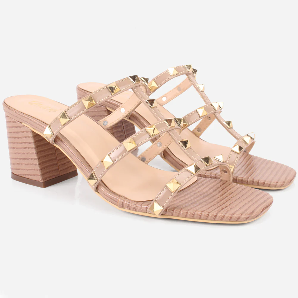 Women's "LISACONE" Stud Adorned Block Heeled Sandals - Image 2
