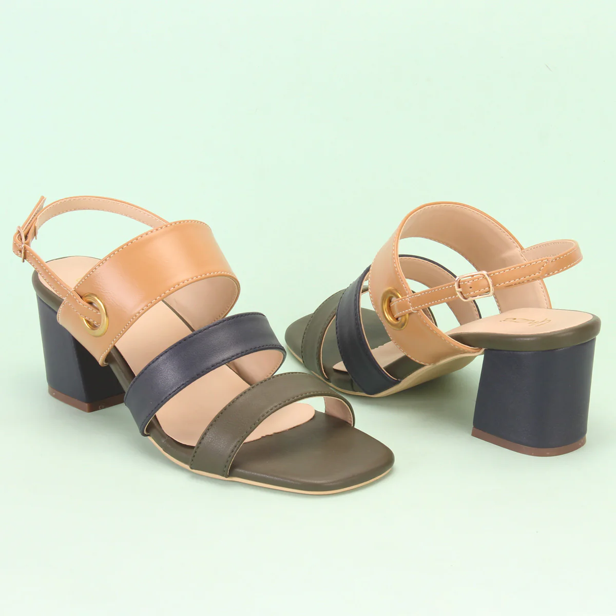 Womens "MICHELLE" Block Heeled Open Toe Sandals - Image 6