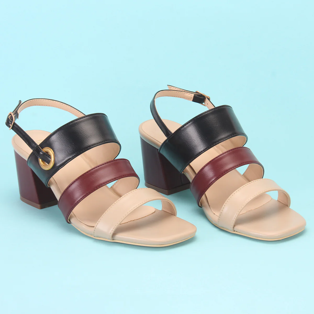 Womens "MICHELLE" Block Heeled Open Toe Sandals - Image 6