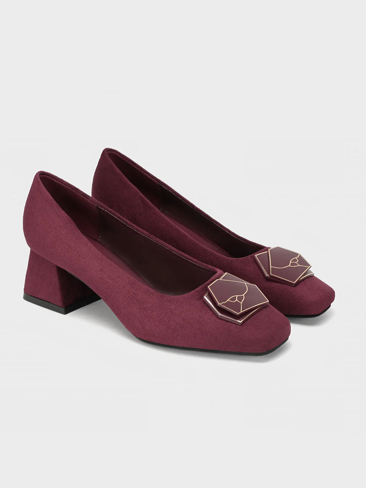 Womens "NETAN" Block Heel Decorated Courts - Image 2