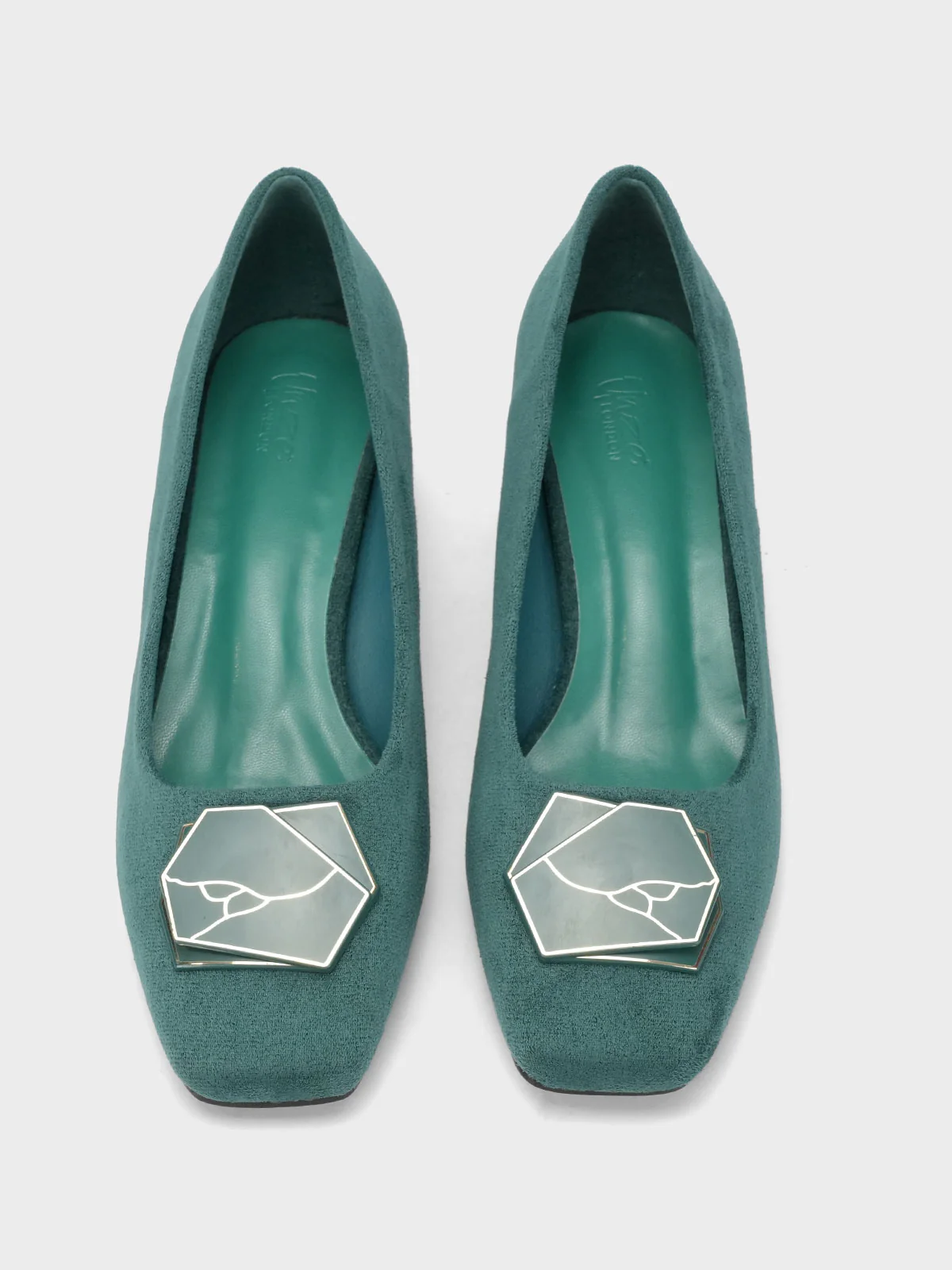 Womens "NETAN" Block Heel Decorated Courts - Image 5