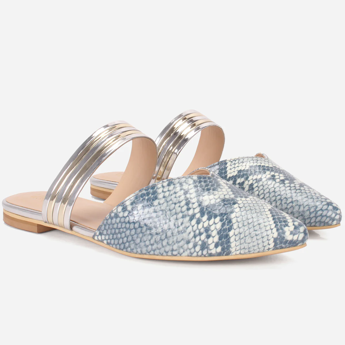 Womens "NISHA" Pointy Slide In Summer Flat Shoes - Image 2