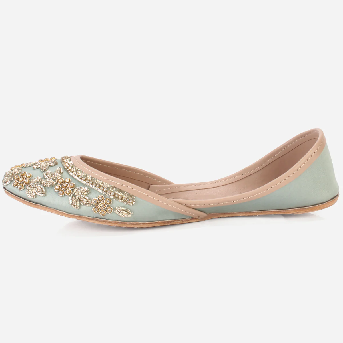 Womens "QUARIZ" Handmade Leather Flat Khussa - Image 3