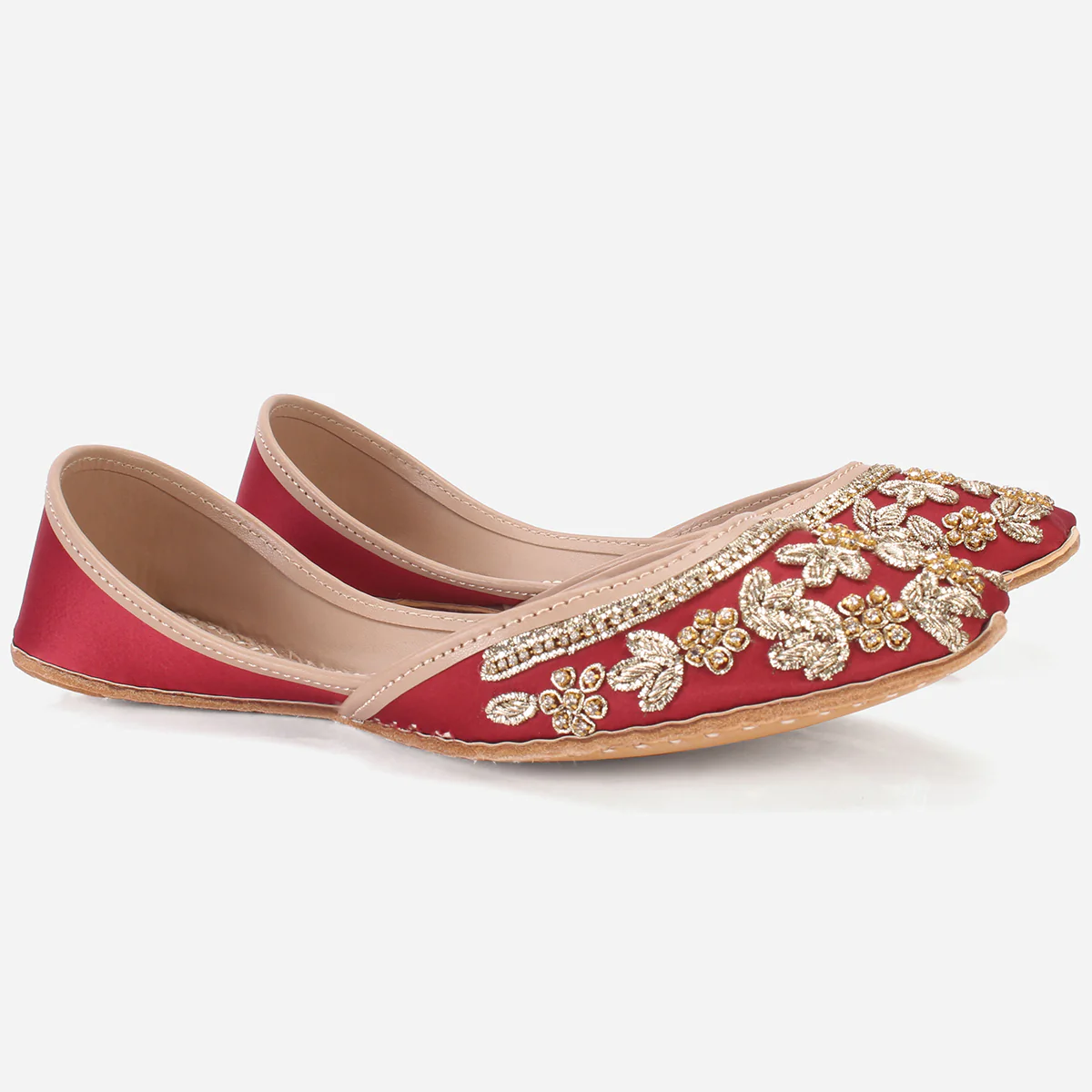 Womens "QUARIZ" Handmade Leather Flat Khussa - Image 2