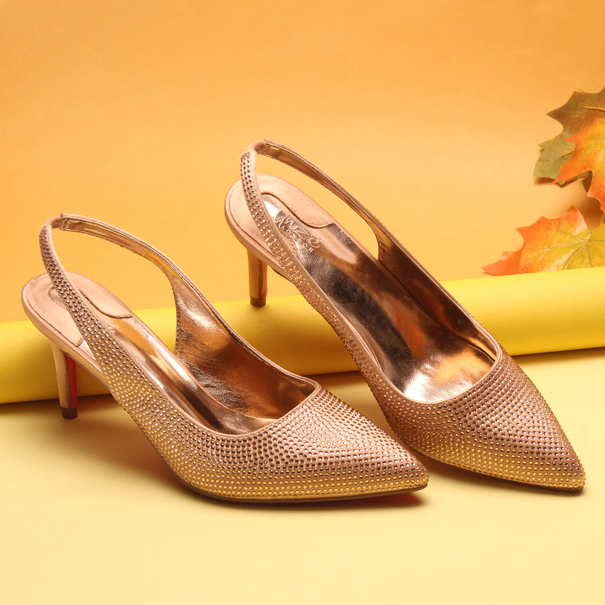 Womens "REETU" Pointed Toe Sling Back Heeled Sandals - Image 6