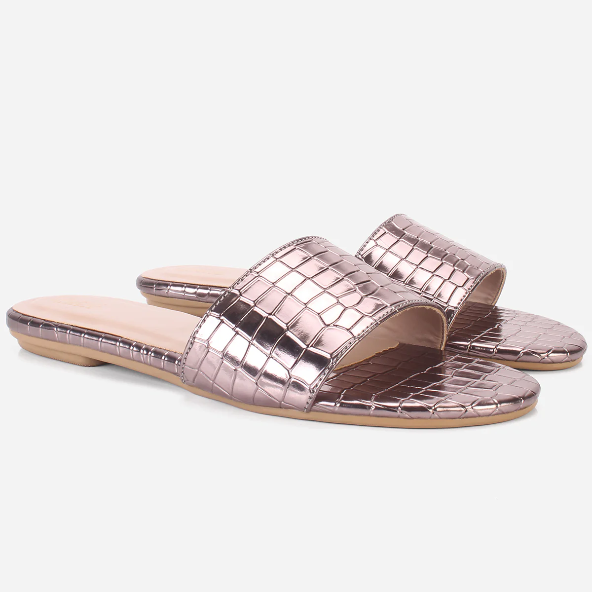 Womens "ROSA" Shimmer Summer Flat Slippers - Image 2