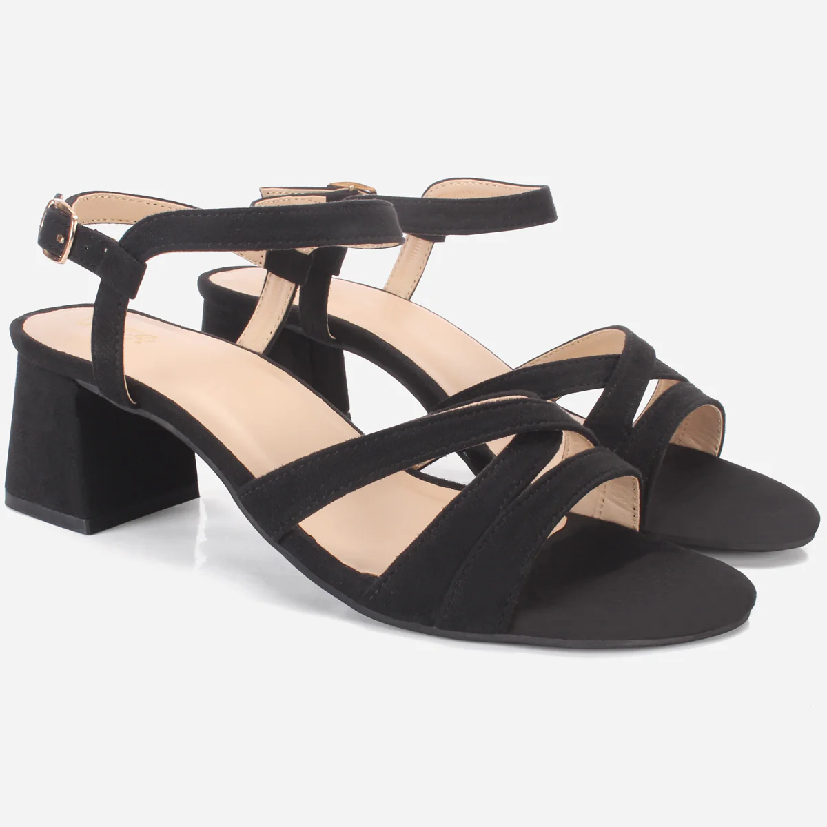 Womens "SAVON" Crossover Strap Block Heeled Sandals - Image 3