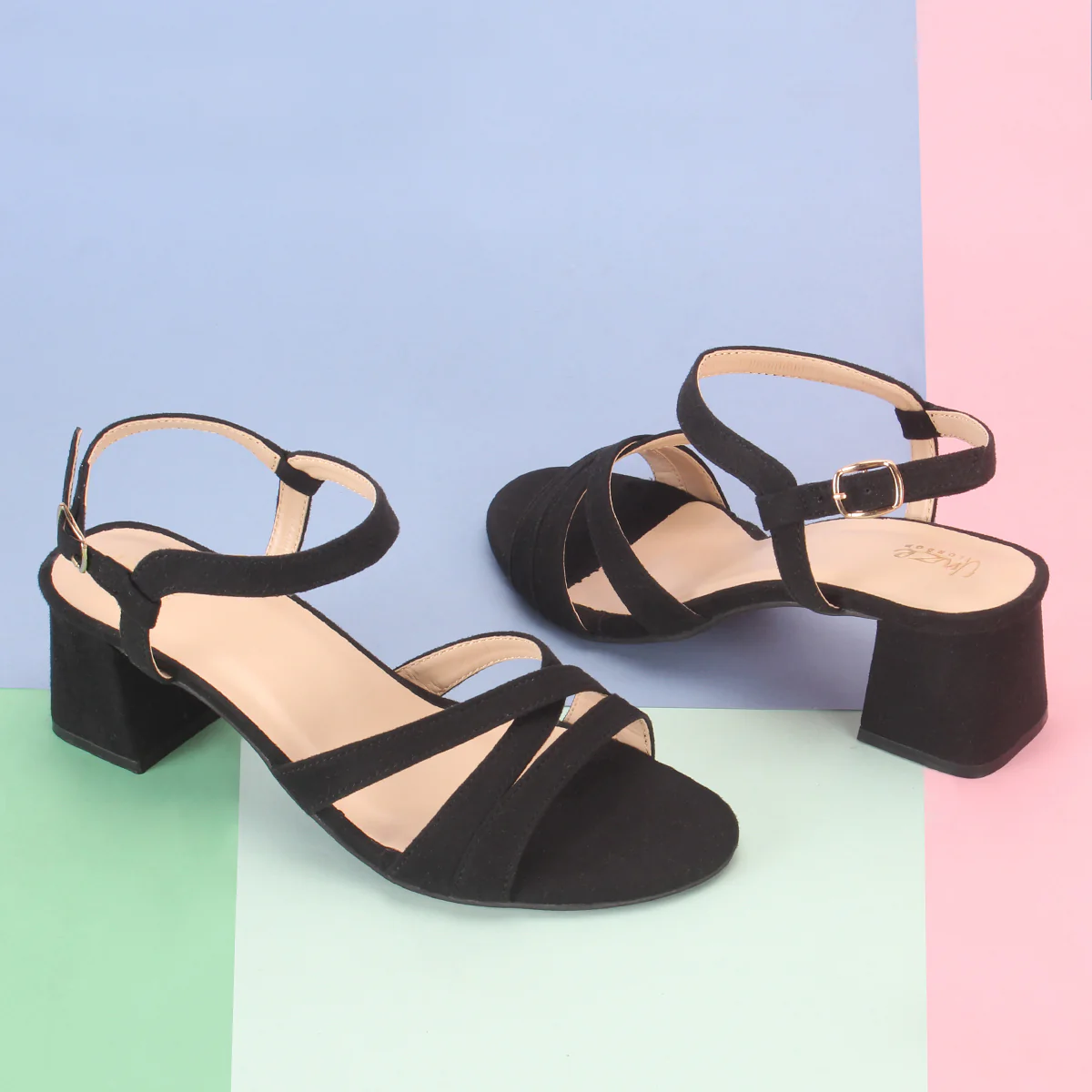 Womens "SAVON" Crossover Strap Block Heeled Sandals - Image 6