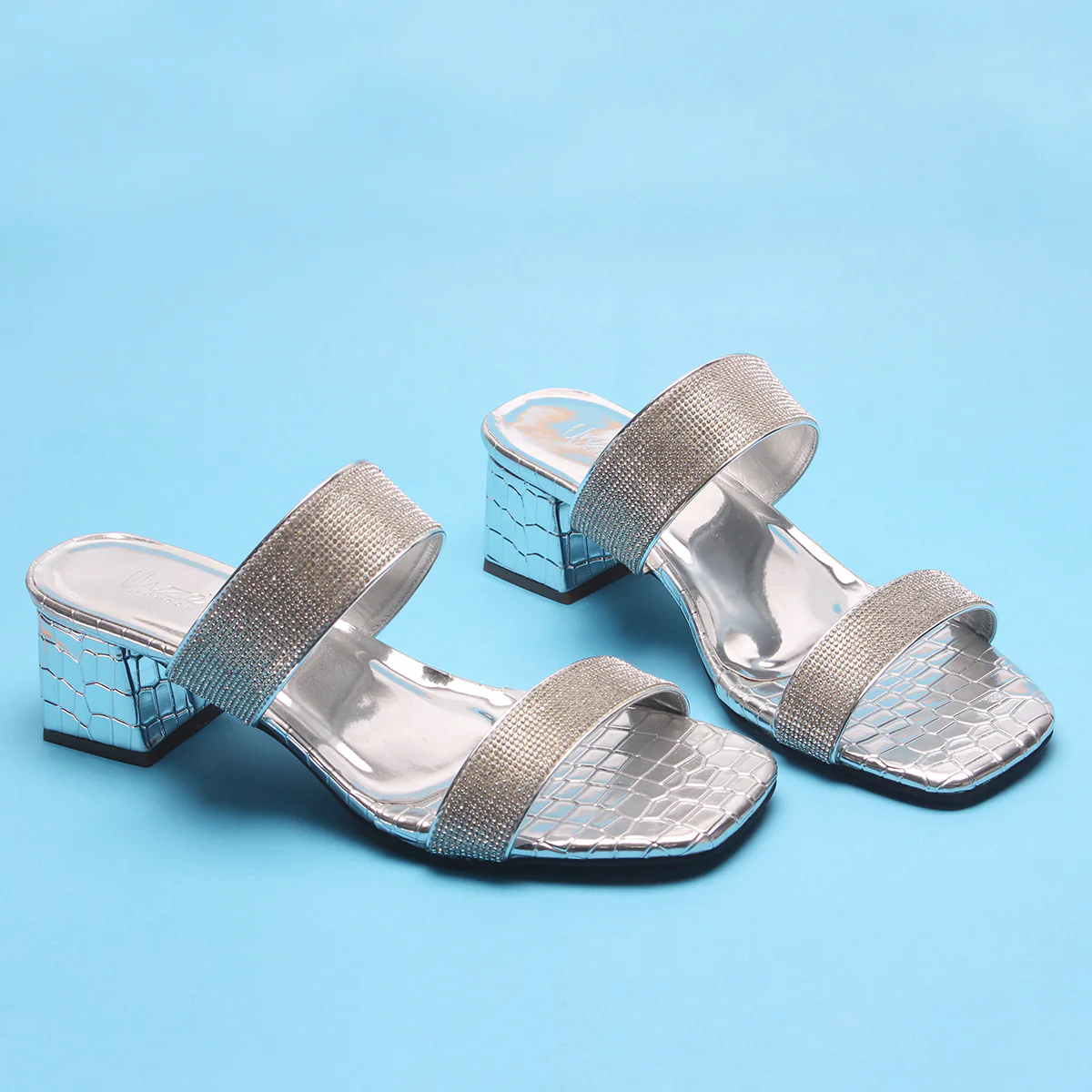 Womens "SEZEN" Block Heel Slide In Sandals - Image 6