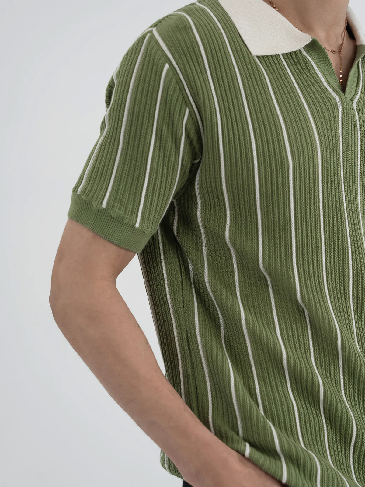 "ZARIAH" Regular Fit Knitted Polo Shirt - Image 4